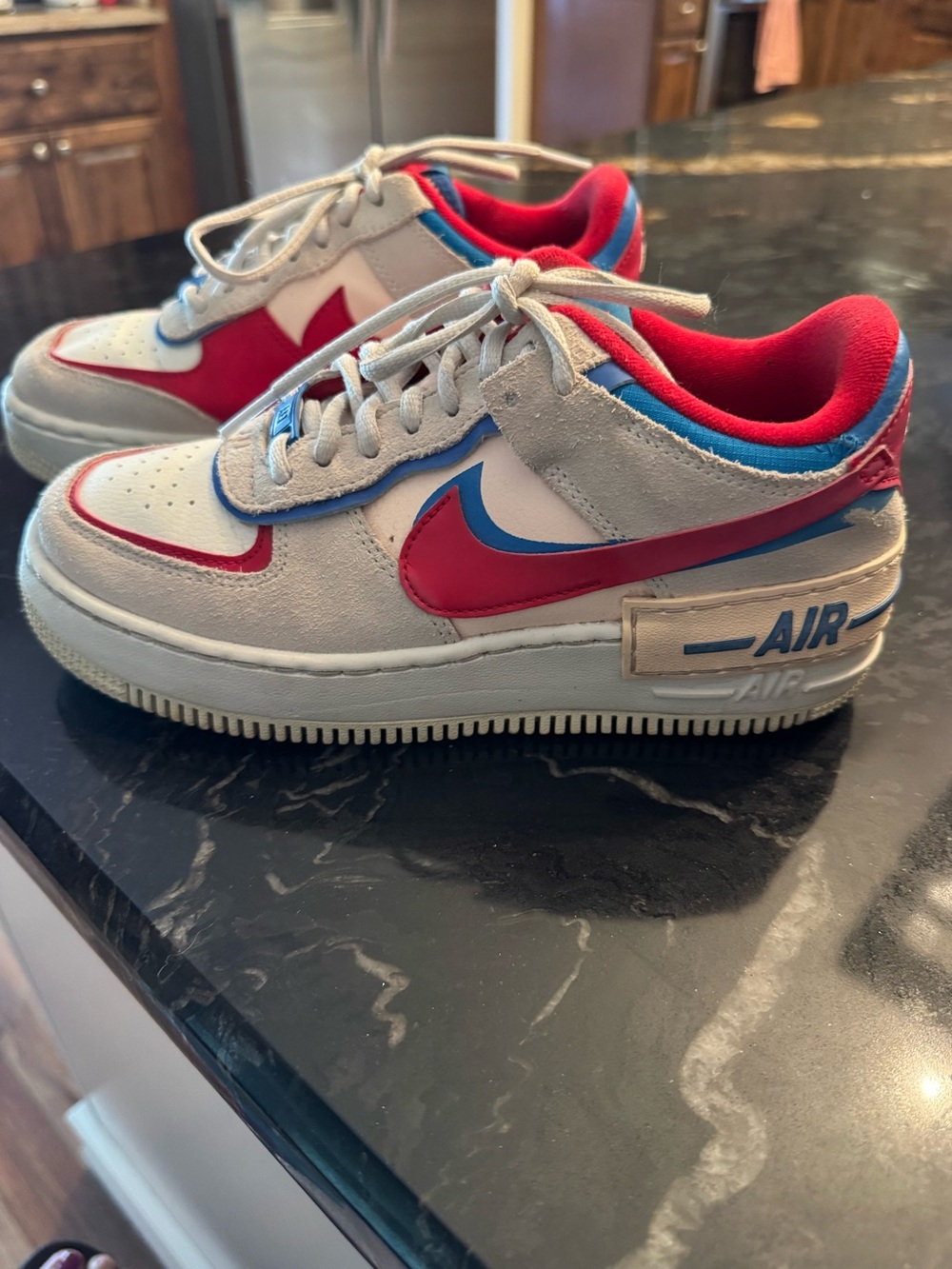 Nike Air Force 1 shadow White with Red, Pink & Blue Accents